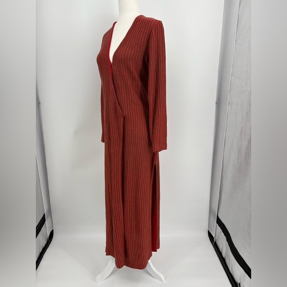 Vintage 90s Ralph Lauren Collection Purple Label Runway Linen Maxi Dress Wrap L - Picture 7 of 16